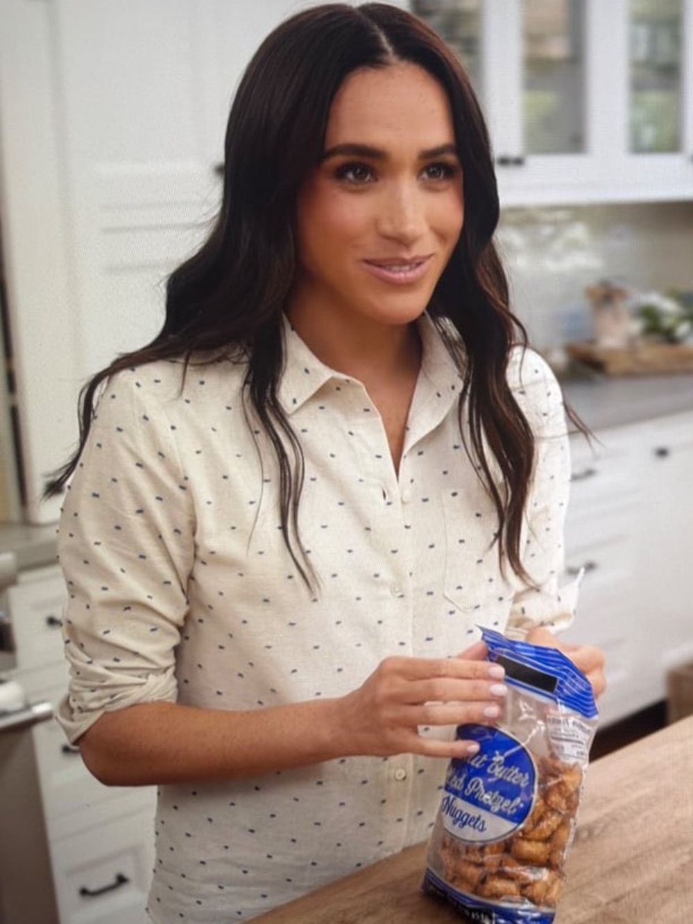 Sezane 'Tomboy' Shirt In Plumetis Ecru/Blue